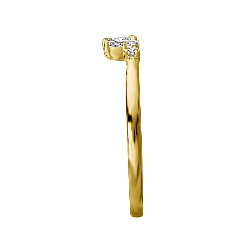 14ky Gold Marquise, Baguette, & Round Diamond Contour Band