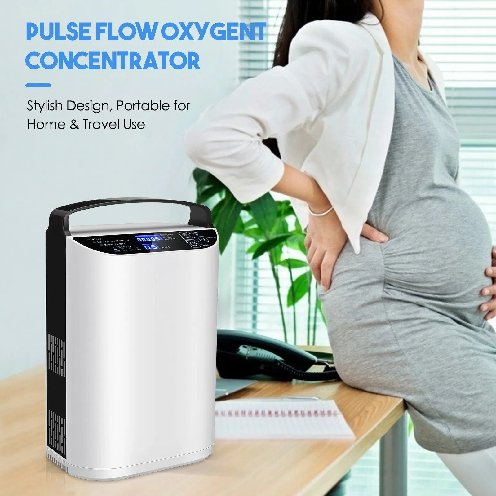 1L-5L/min Pulse Flow Portable Oxygen Concentrator With 3 Hour Battery Carry Bag