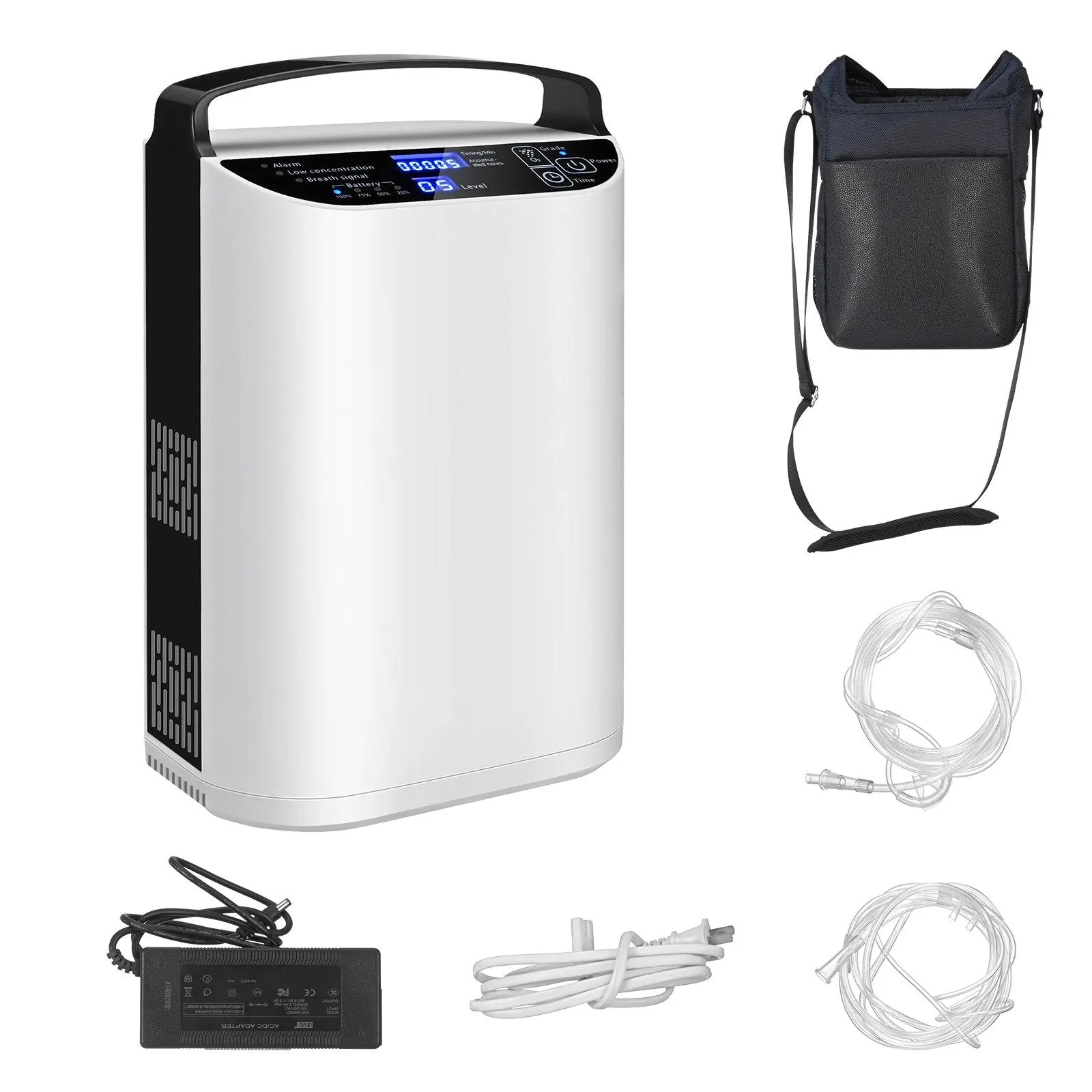 1L-5L/min Pulse Flow Portable Oxygen Concentrator With 3 Hour Battery Carry Bag