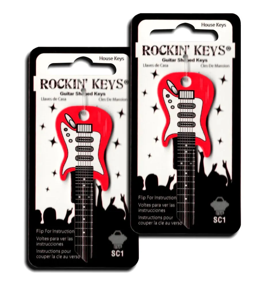 2 Red Electric Guitar Shaped Rockin' Keys