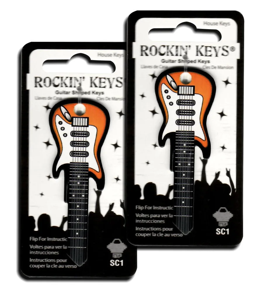 2 Sunburst Electric Guitar Shaped Rockin' Keys