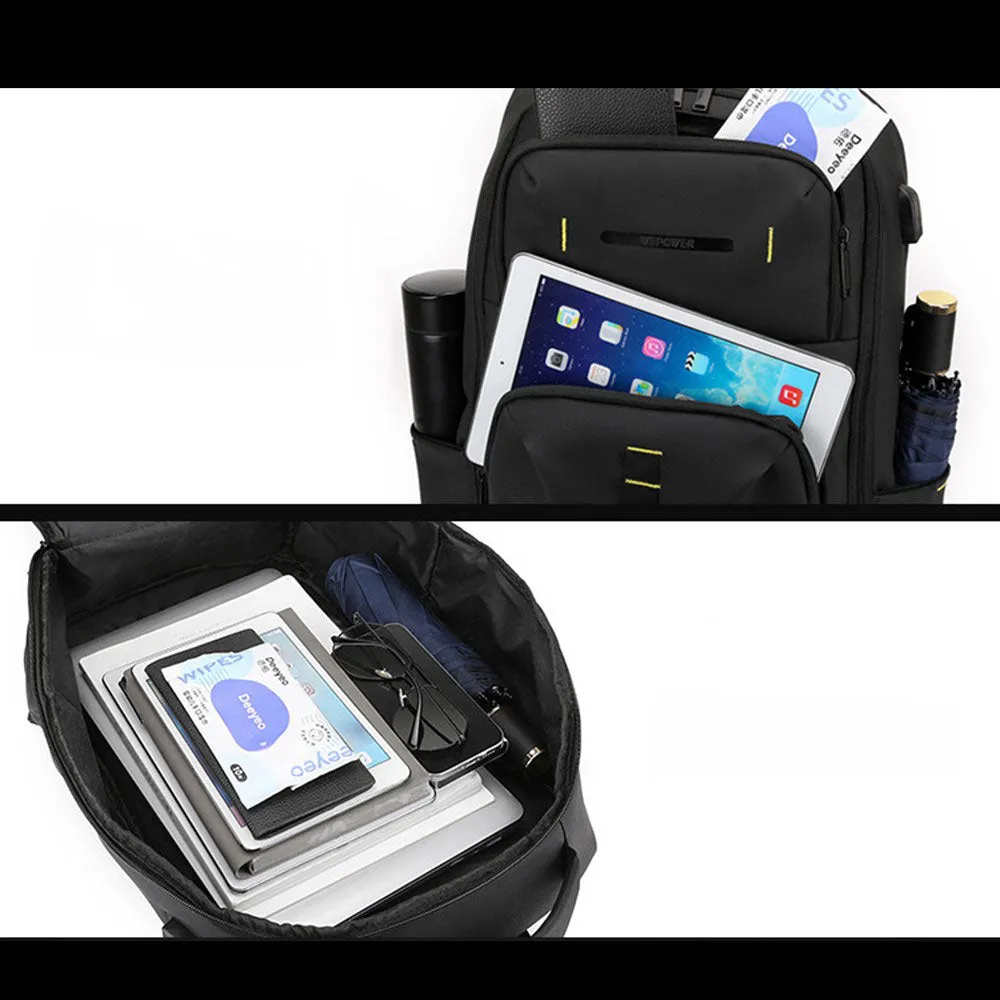 (25L) Universal 14" Laptop MacBook Tablet Backpack Bag with USB Charging Port Nylon Material Splashproof - Blue