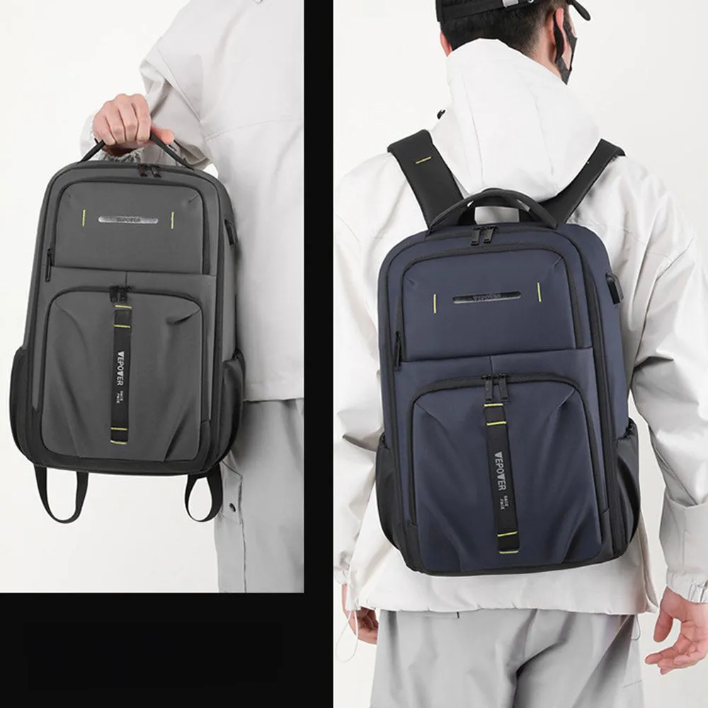 (25L) Universal 14" Laptop MacBook Tablet Backpack Bag with USB Charging Port Nylon Material Splashproof - Blue