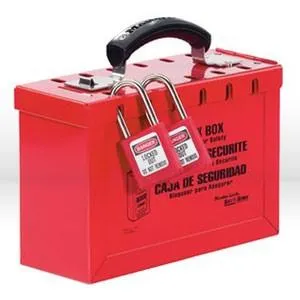 498A Master Lock,Portable group lock box,Accepts 12 padlocks or lockout hasps,6"x9-1/4"x3-3/4",Red