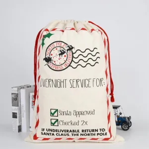 (62x45cm) Christmas gift bag Linen gift bag with drawstring - Style 2
