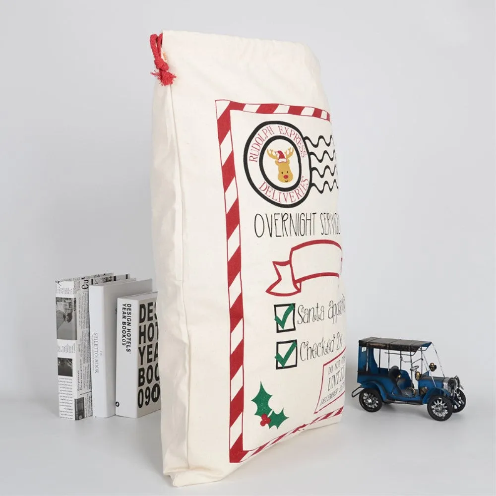 (62x45cm) Christmas gift bag Linen gift bag with drawstring - Style 2