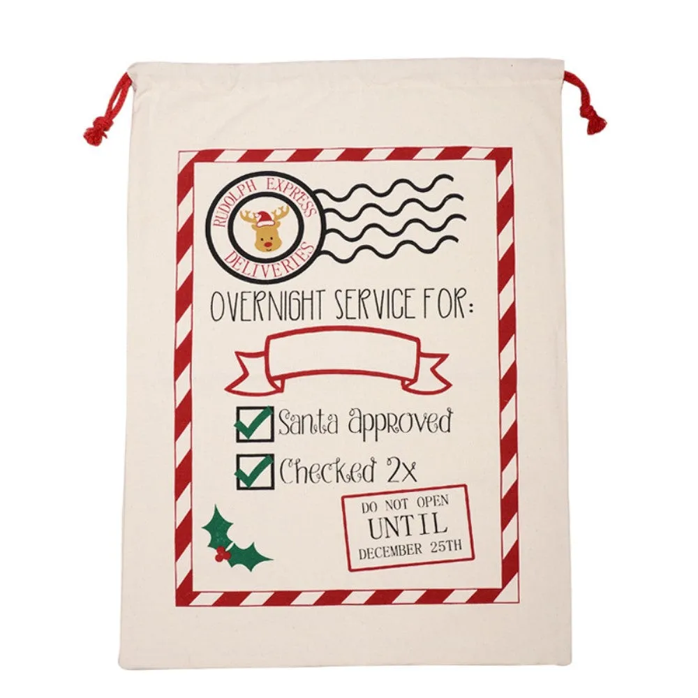 (62x45cm) Christmas gift bag Linen gift bag with drawstring - Style 2