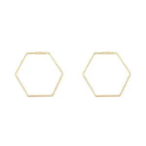 9ct Gold Hexagon Shaped hoop earrings