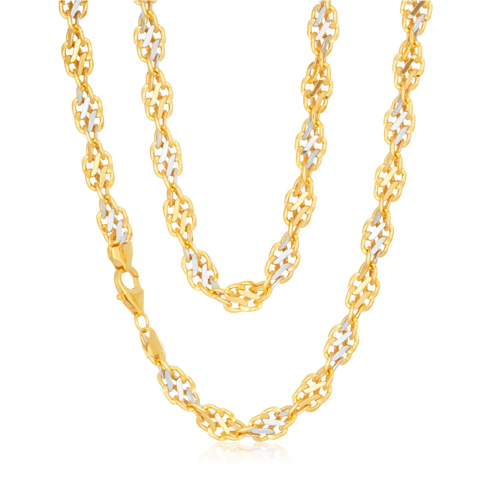 9ct Two-Tone Gold Filled 45cm Singapore Link Chain