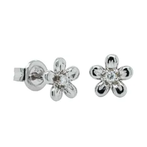 9ct White Gold .04ct Diamond Flower Stud Earrings