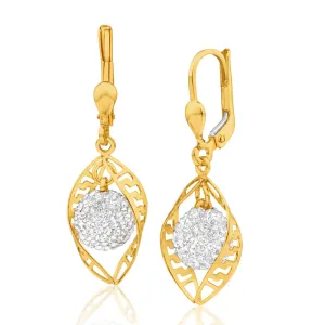 9ct Yellow Gold Silver Filled Crystal Open Oval Drop Earrings 9ct Yellow Gold Silver Filled Crystal Open Oval Drop Earrings