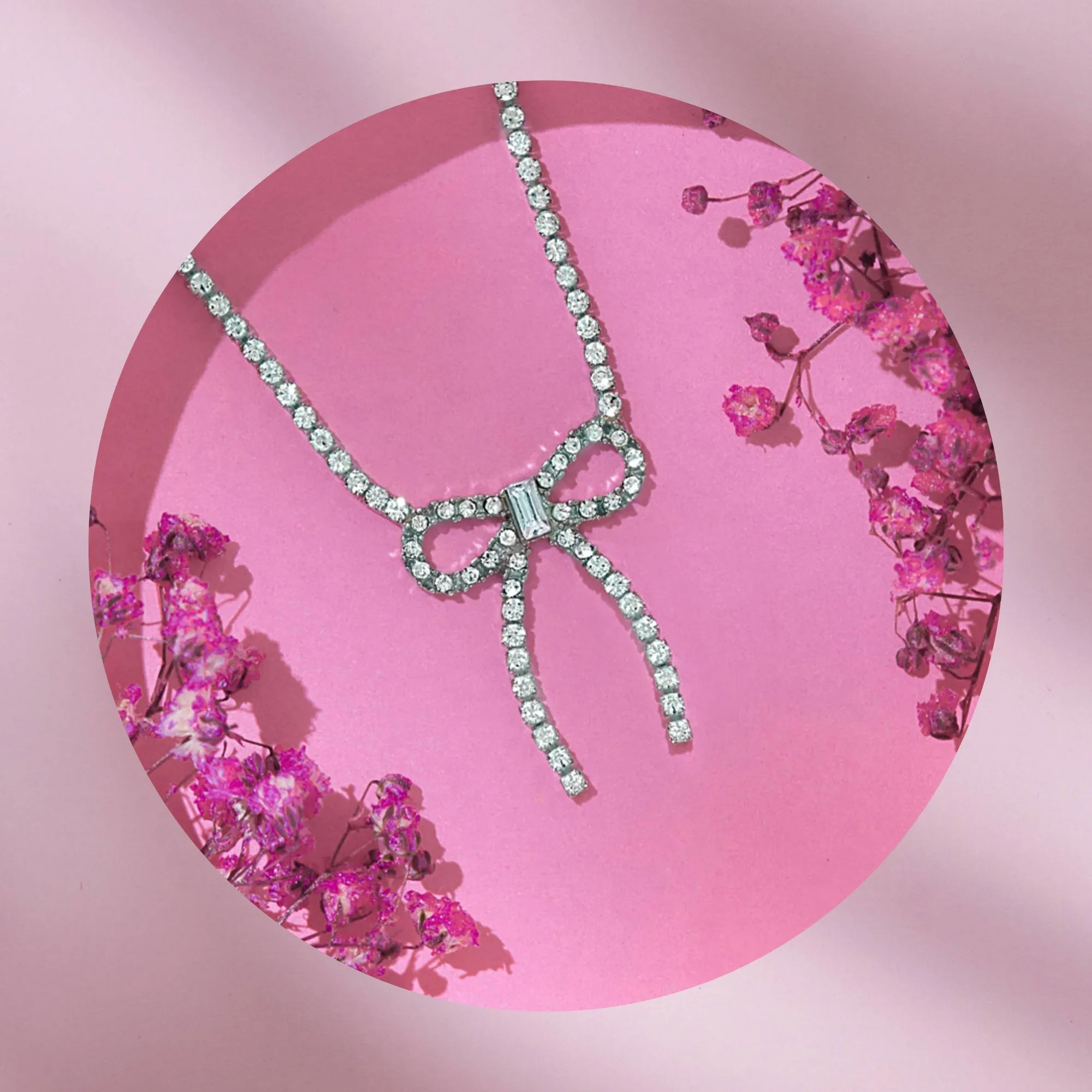 Accessorize London Women Silver Diamante Bow Necklace