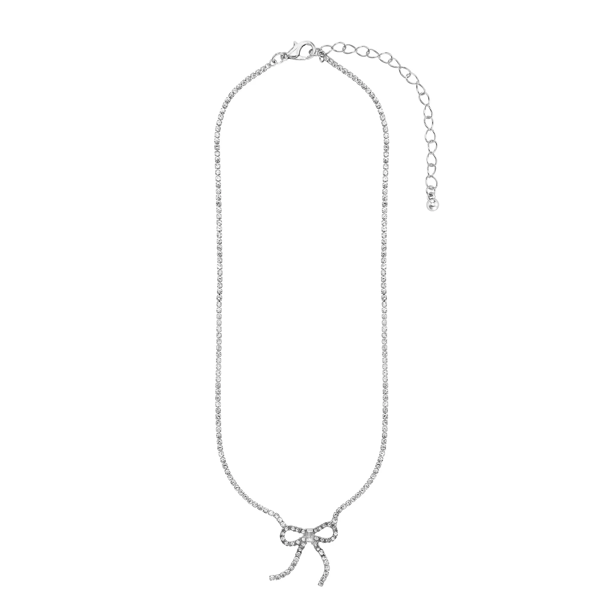 Accessorize London Women Silver Diamante Bow Necklace