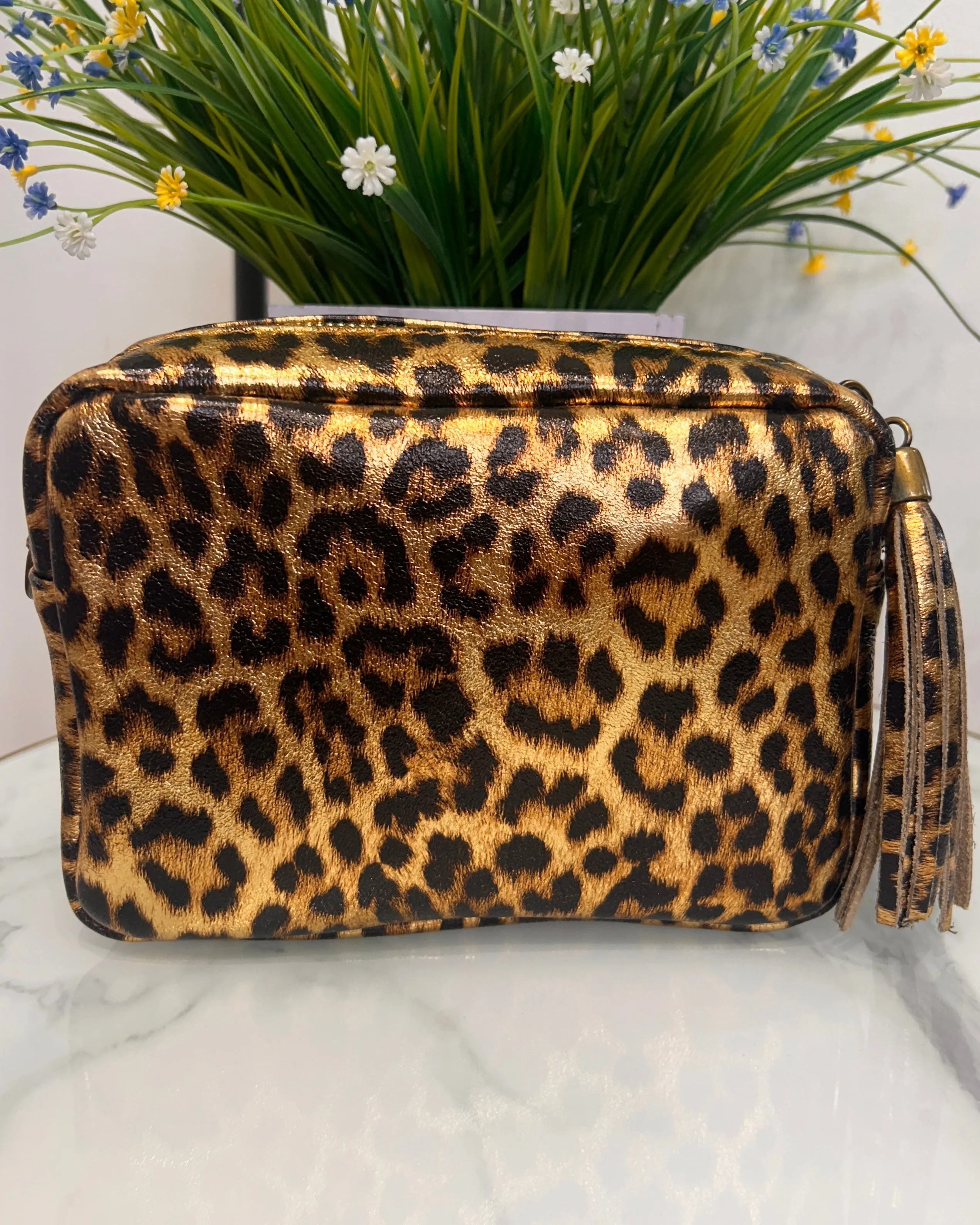 Alison Camera Bag - Metallic Animal Gold