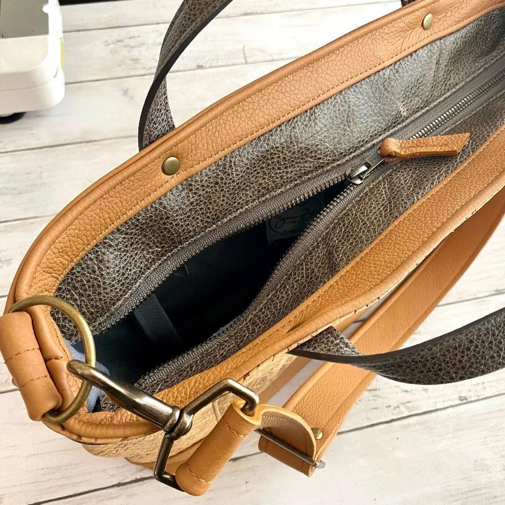 Archive Mini in Raffia Weave, Camel, Smoke