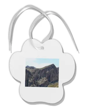 Arizona Saguaro Lake Mountains Paw Print Shaped Ornament