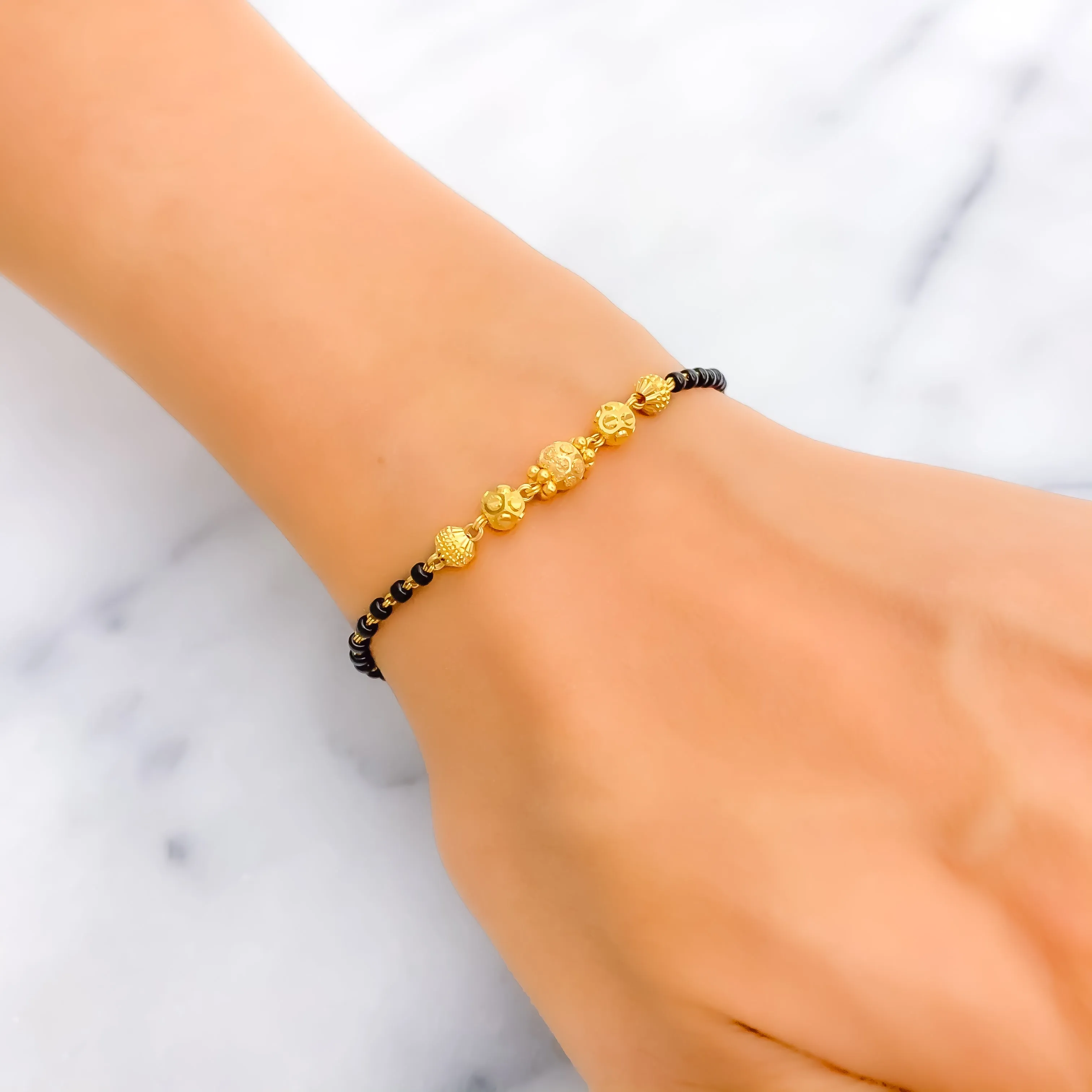 Attractive Dazzling 22k Gold Black Bead Bracelet