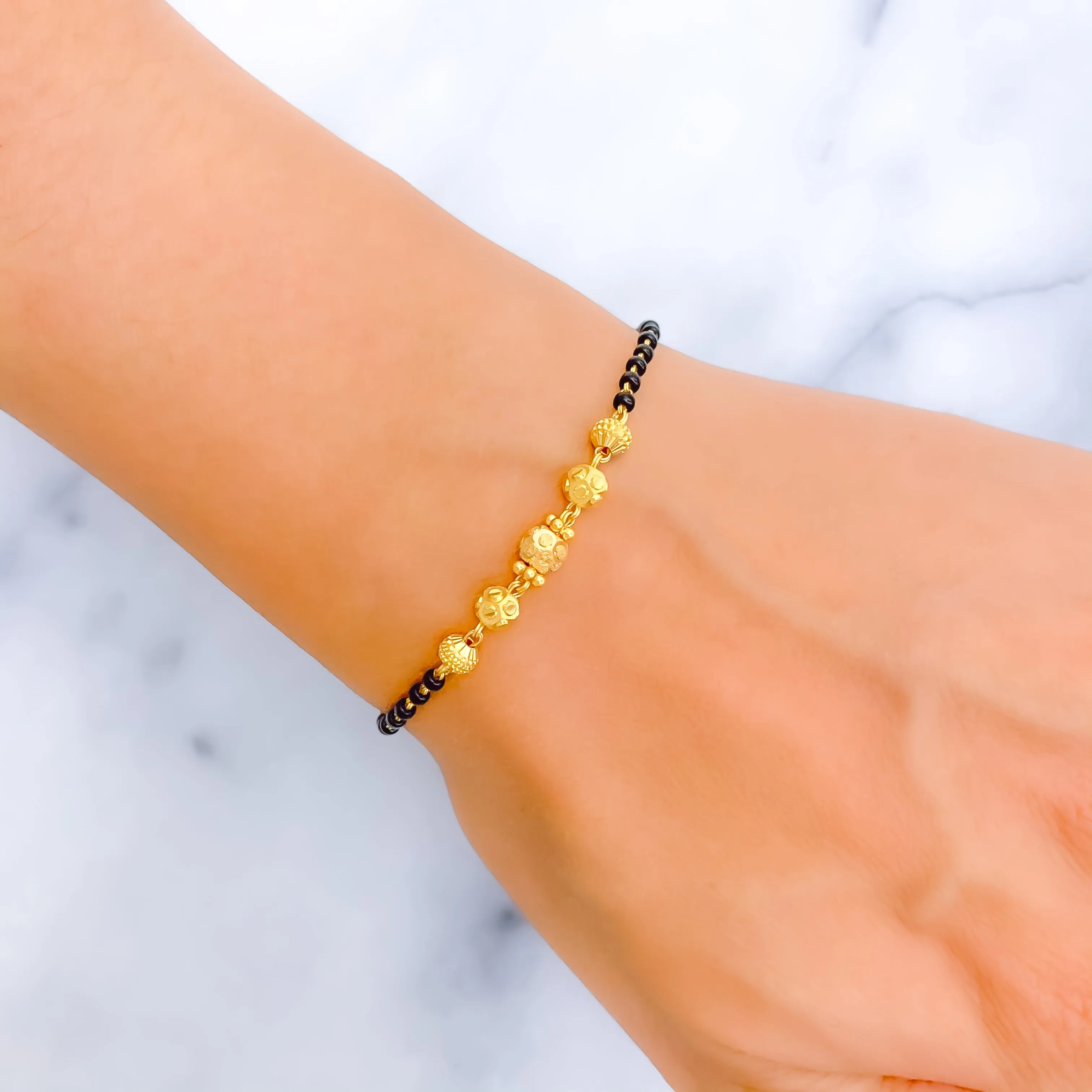 Attractive Dazzling 22k Gold Black Bead Bracelet