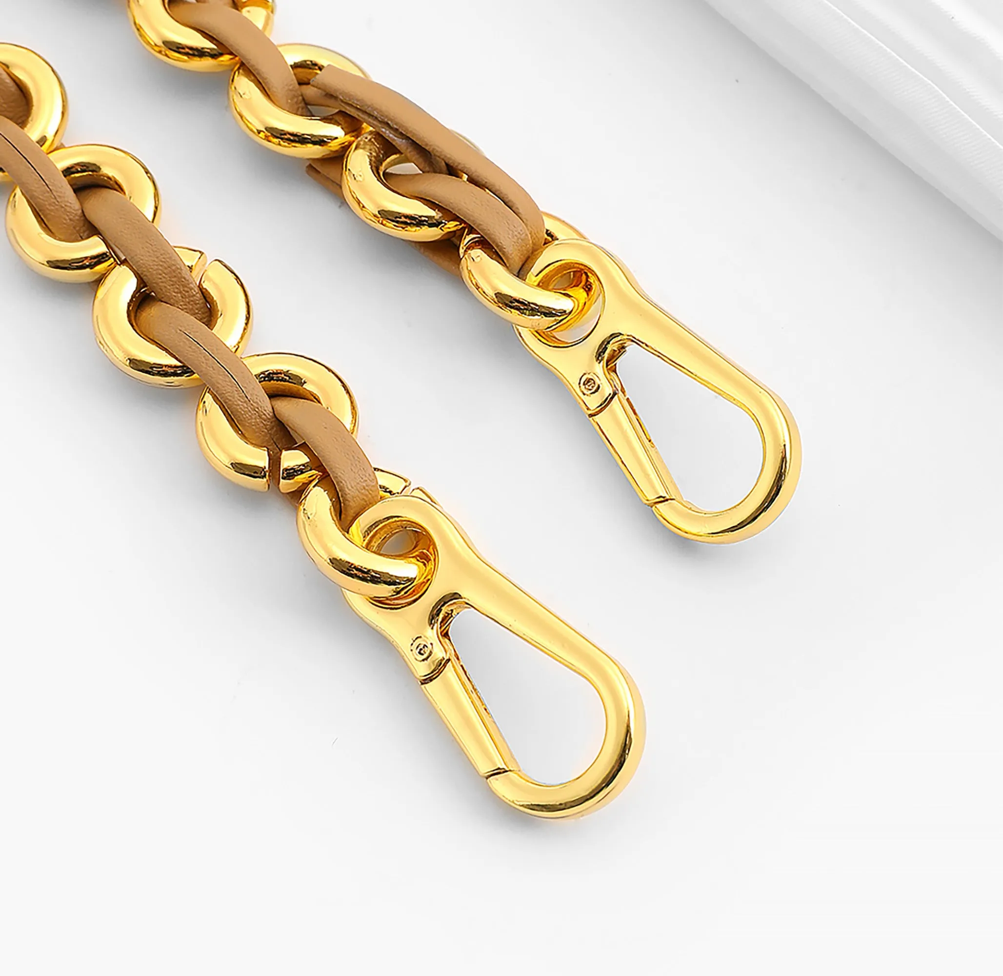 Bag chain accessory for Flamenco Bag, leather chain style replacement strap.