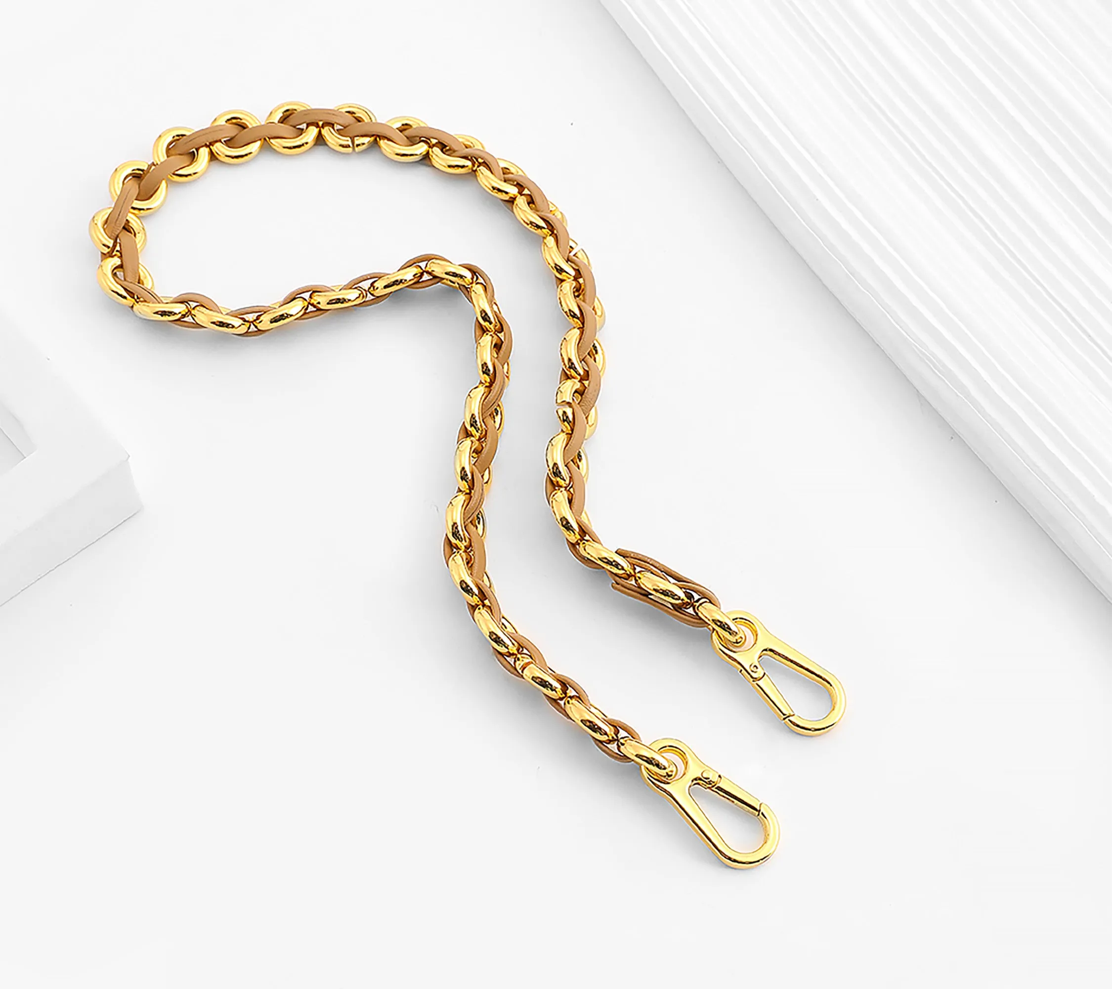 Bag chain accessory for Flamenco Bag, leather chain style replacement strap.