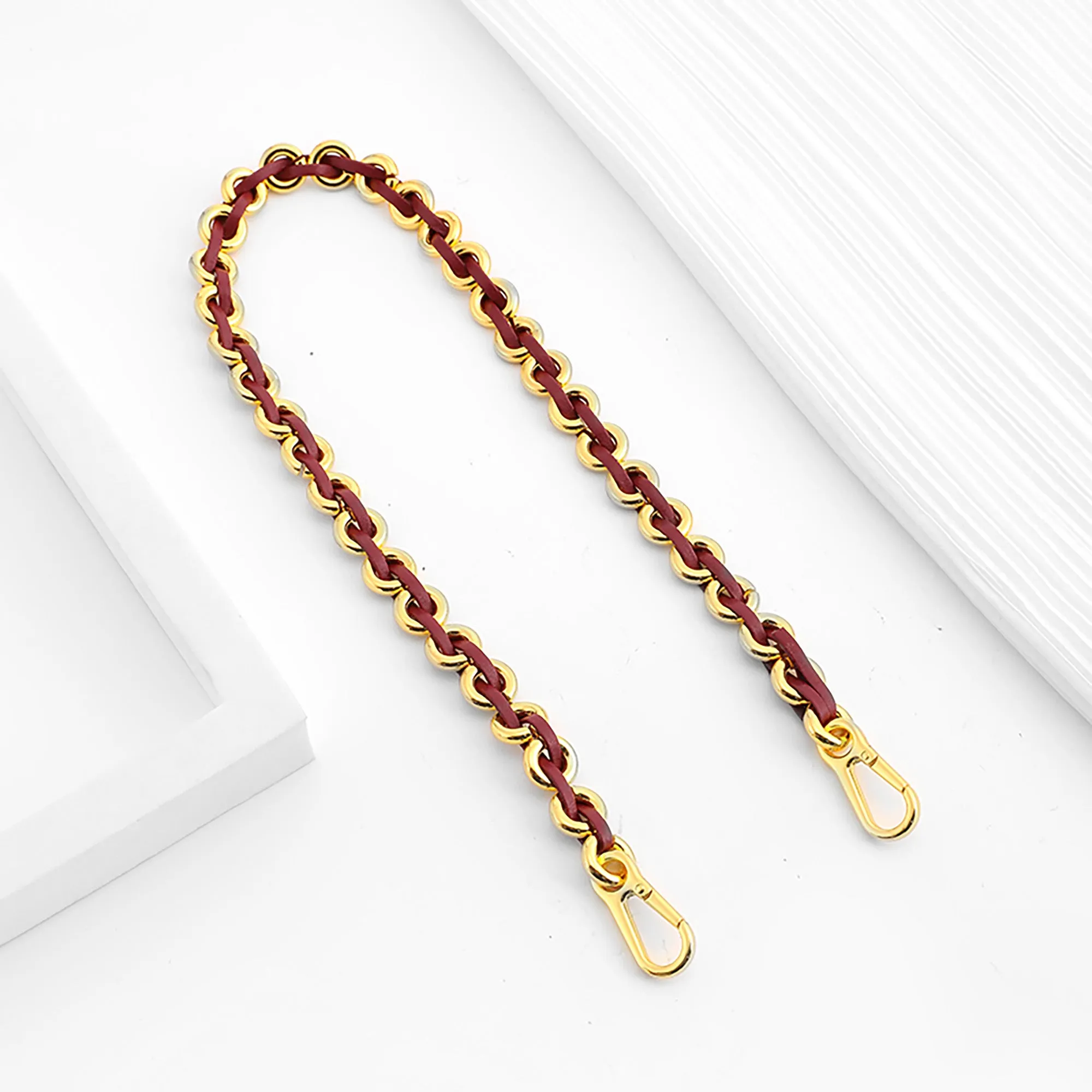 Bag chain accessory for Flamenco Bag, leather chain style replacement strap.
