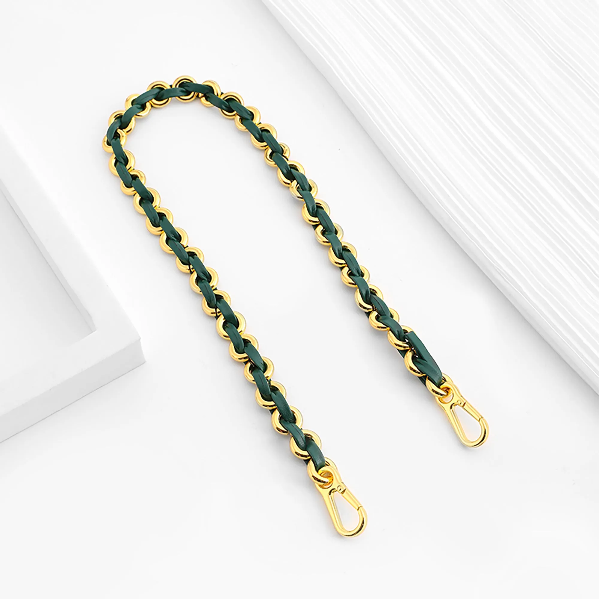 Bag chain accessory for Flamenco Bag, leather chain style replacement strap.