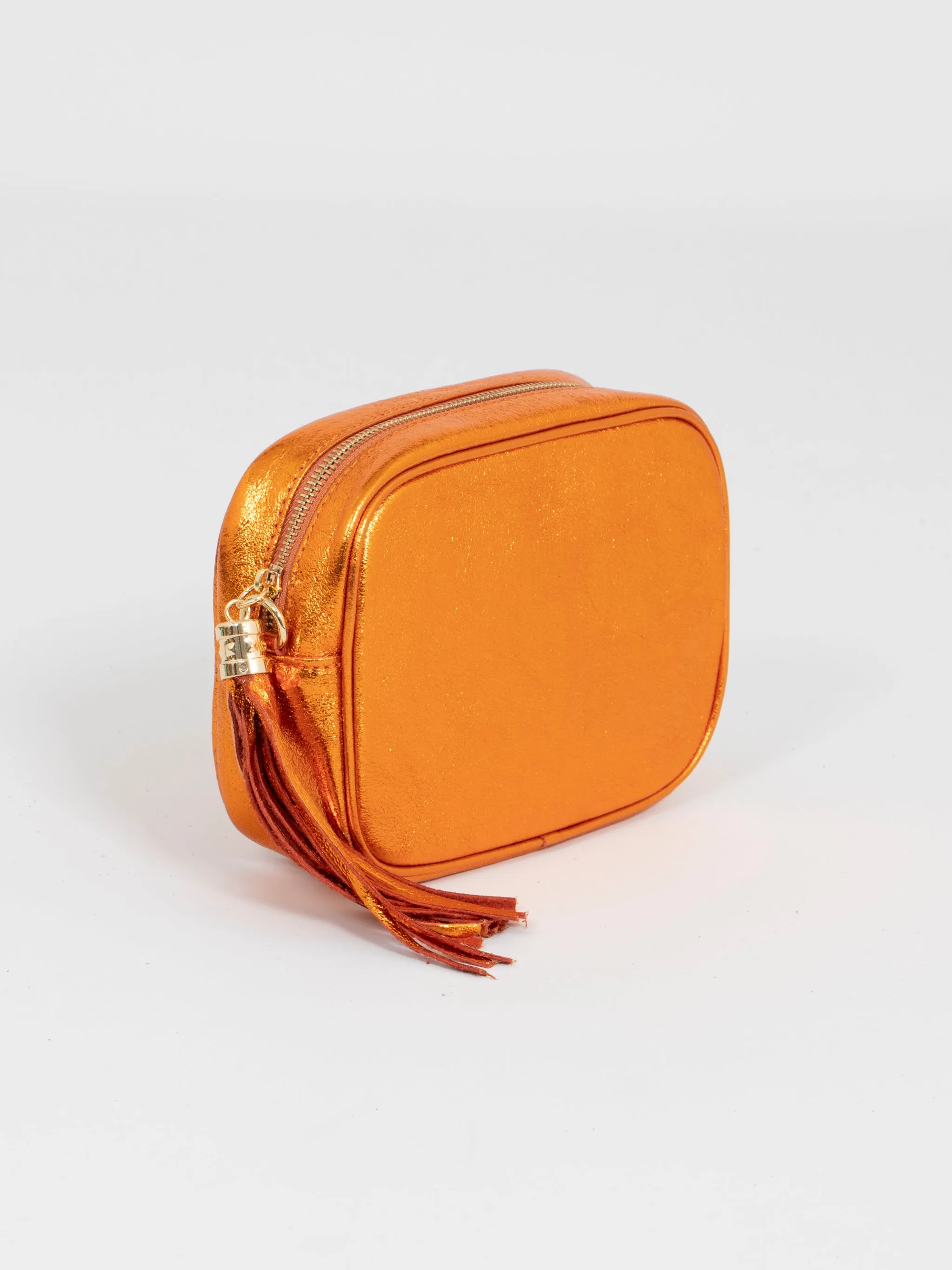Beau - Italian Leather Crossbody Bag - Burnt Orange, Metallic