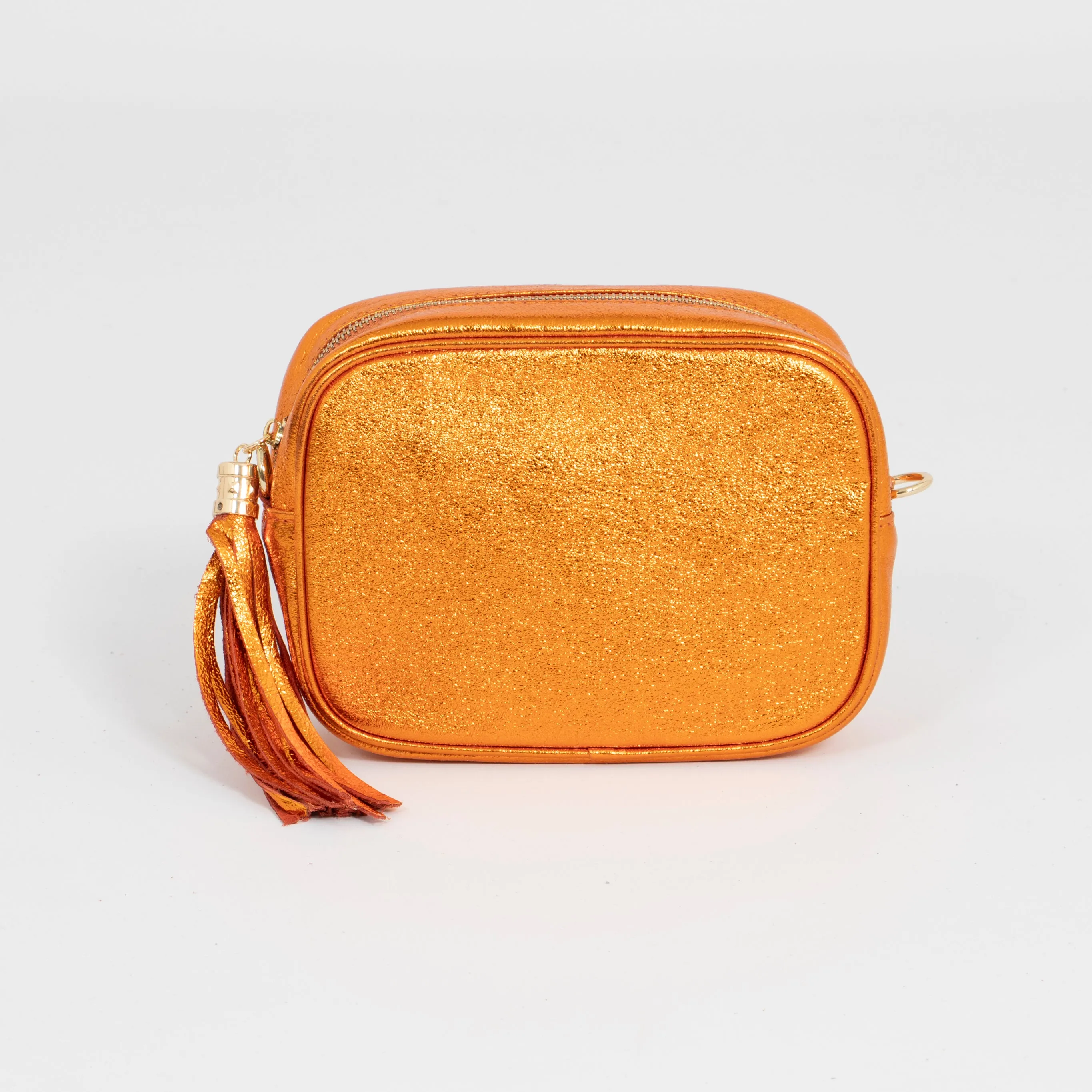 Beau - Italian Leather Crossbody Bag - Burnt Orange, Metallic