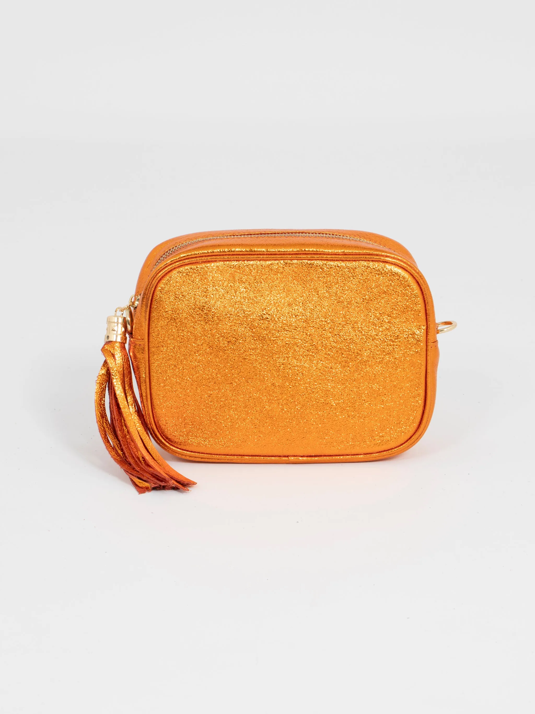 Beau - Italian Leather Crossbody Bag - Burnt Orange, Metallic