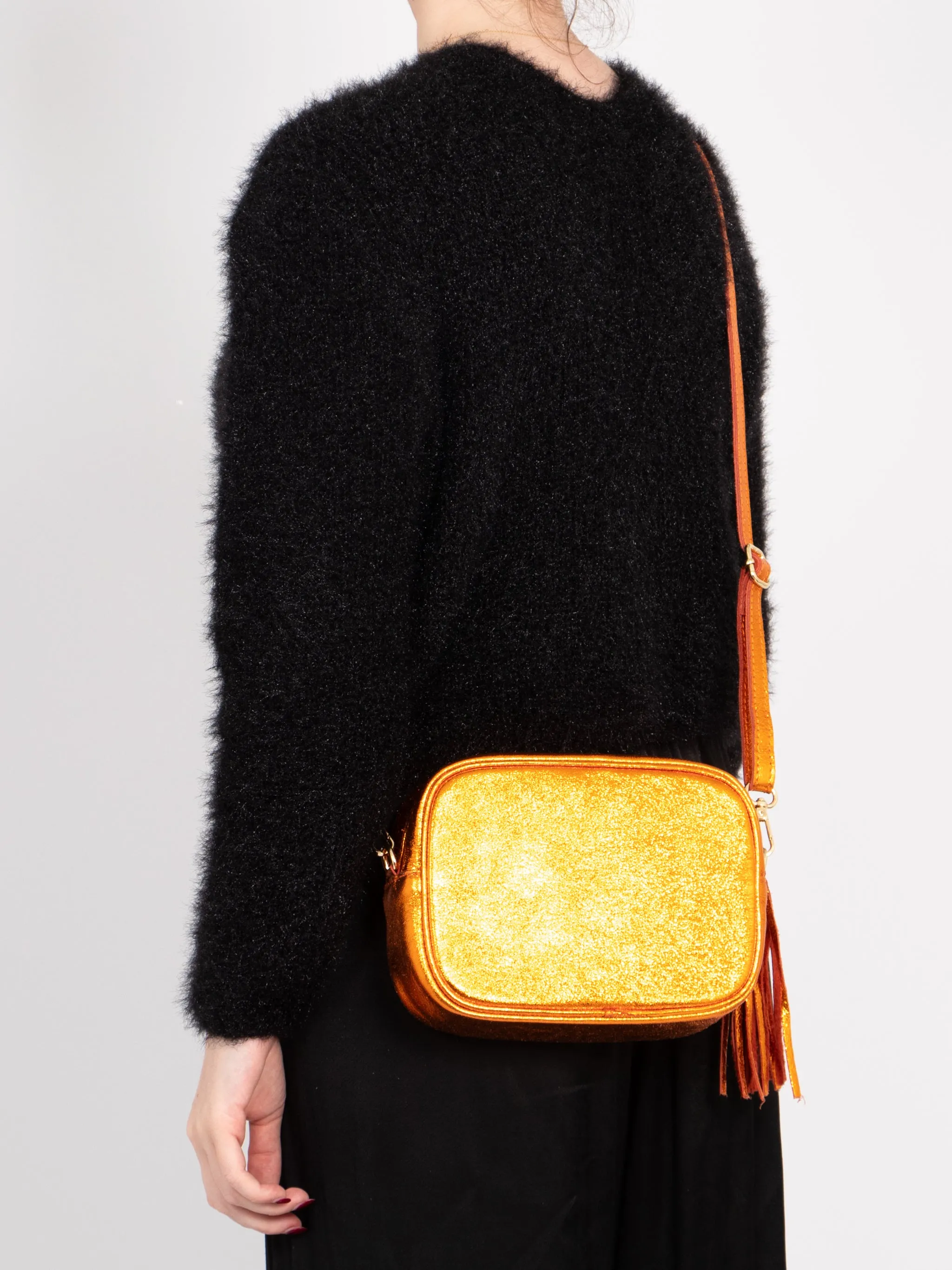 Beau - Italian Leather Crossbody Bag - Burnt Orange, Metallic