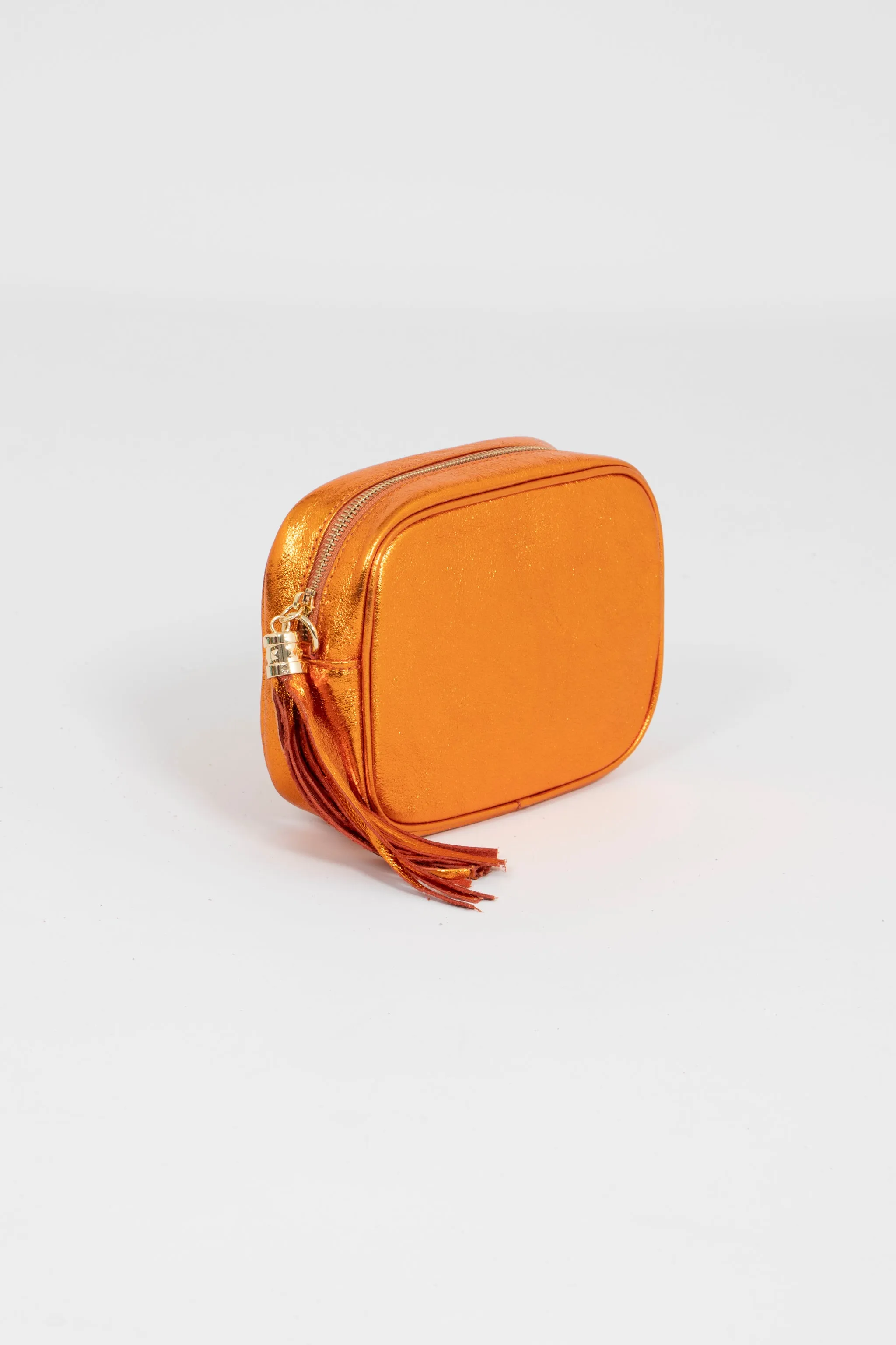 Beau - Italian Leather Crossbody Bag - Burnt Orange, Metallic