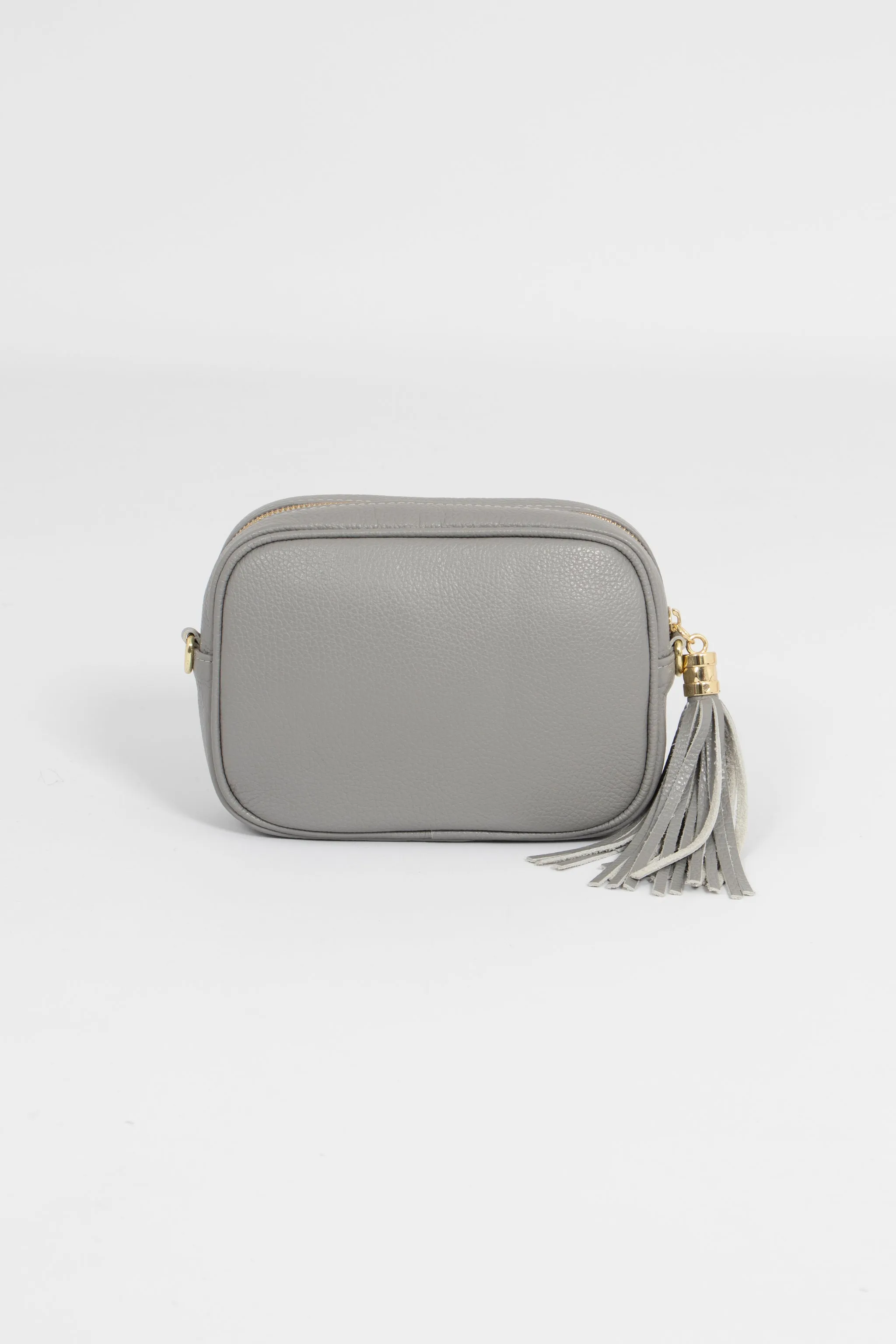 Beau - Italian Leather Crossbody Bag - Light Grey, Pebbled