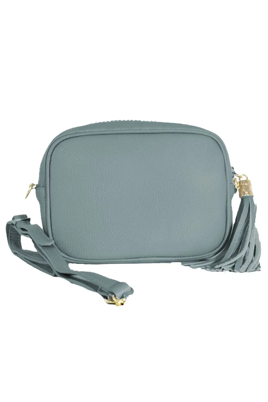 Beau - Italian Leather Crossbody Bag - Light Grey, Pebbled
