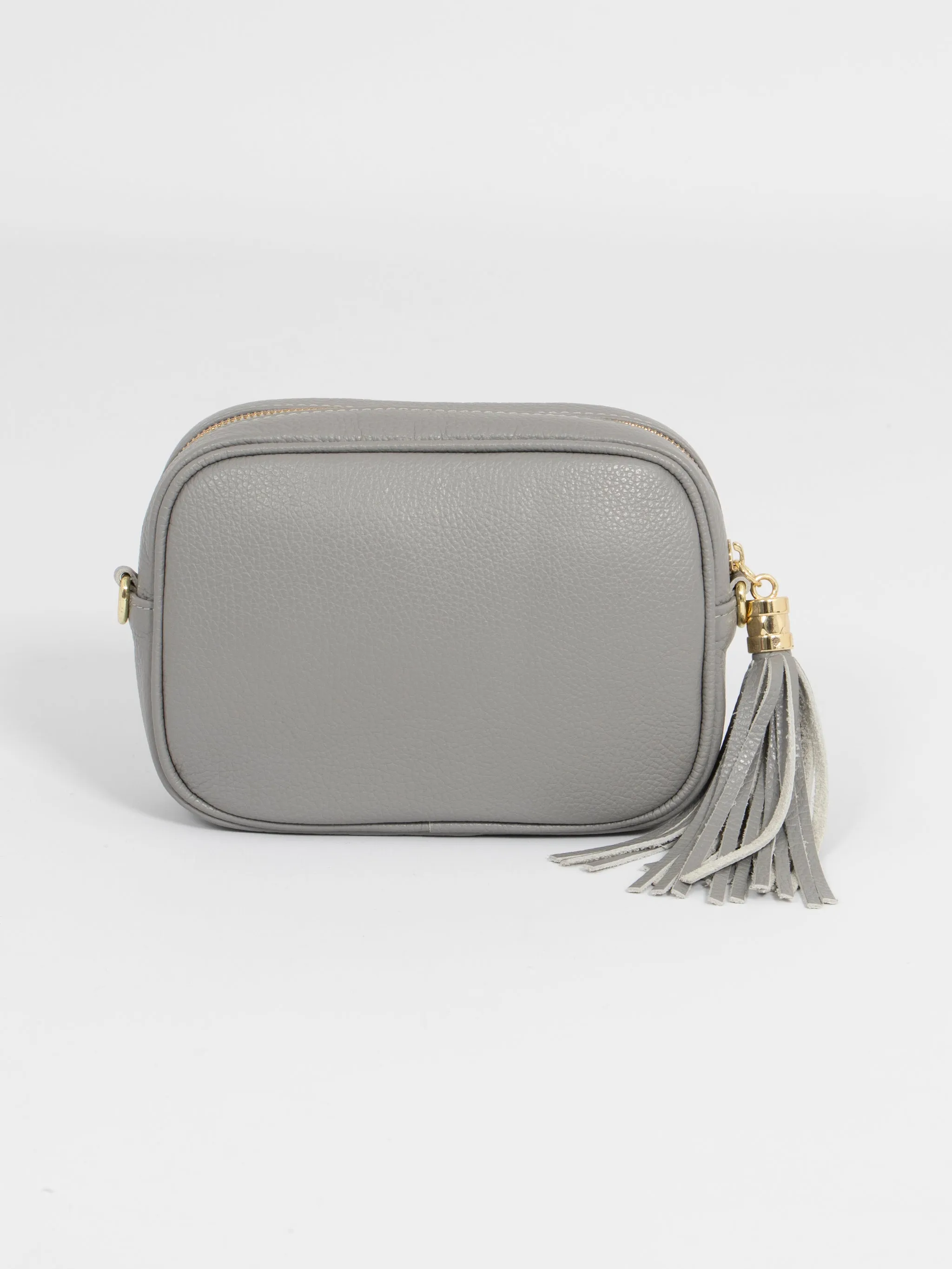 Beau - Italian Leather Crossbody Bag - Light Grey, Pebbled
