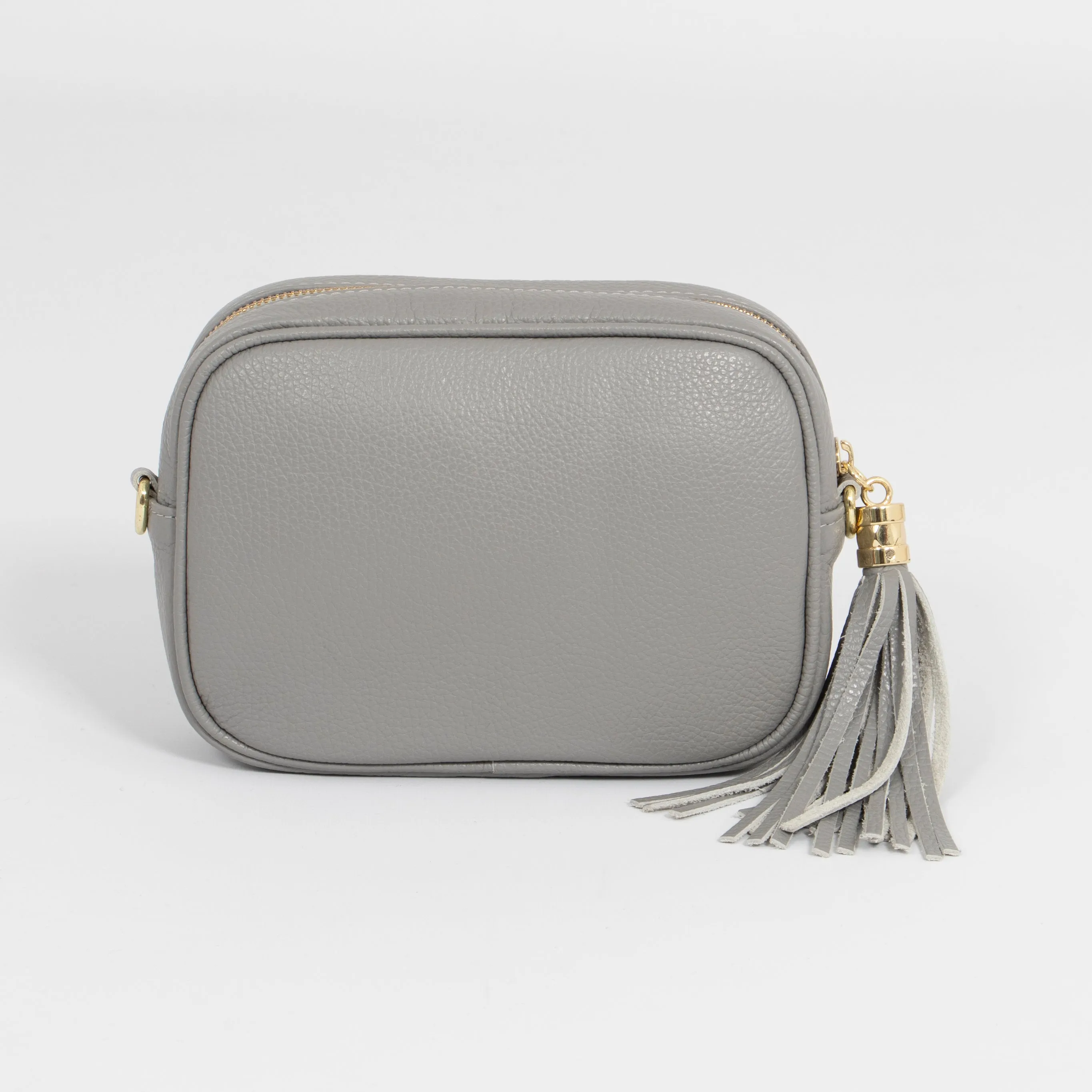 Beau - Italian Leather Crossbody Bag - Light Grey, Pebbled
