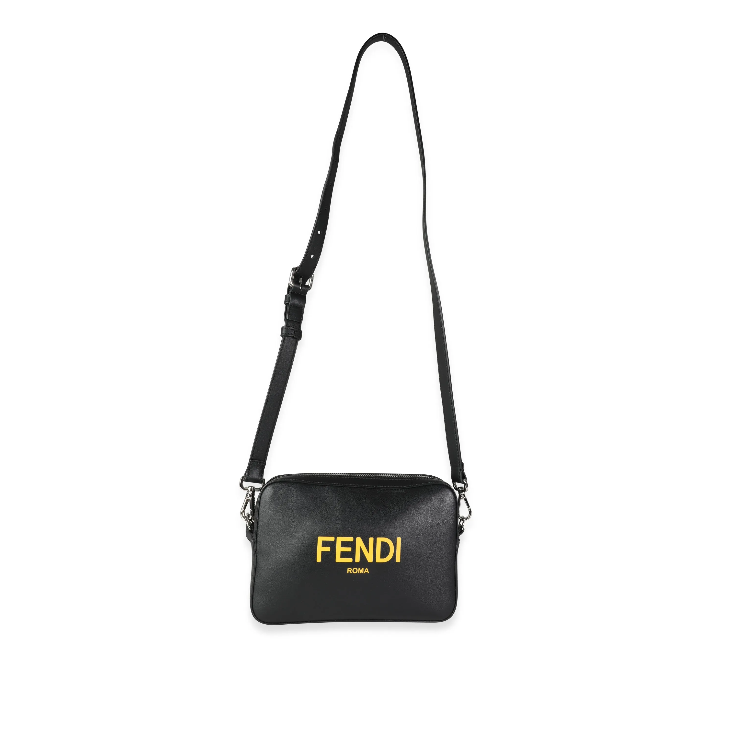 Black Calfskin & Sunflower Logo Mini Camera Bag