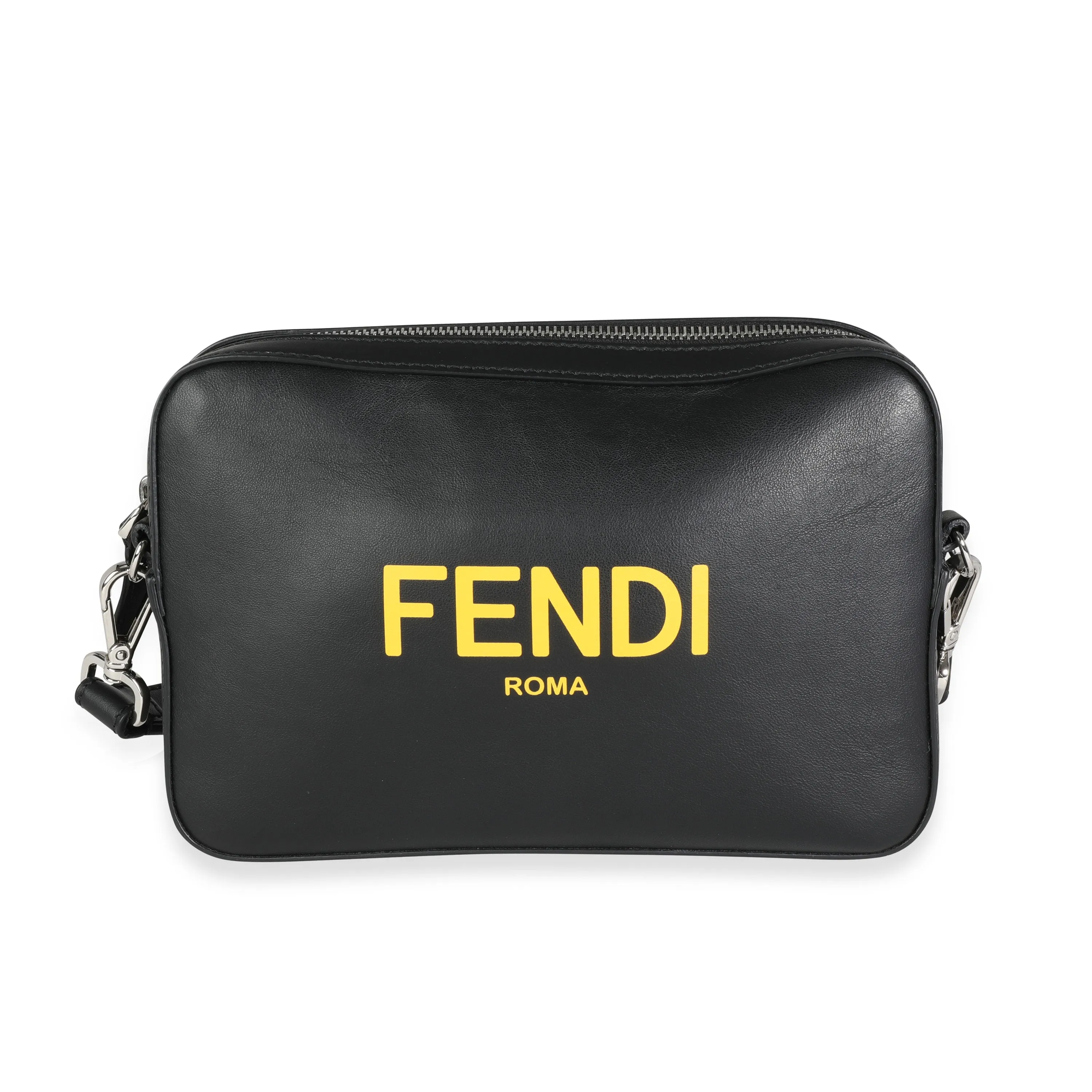 Black Calfskin & Sunflower Logo Mini Camera Bag