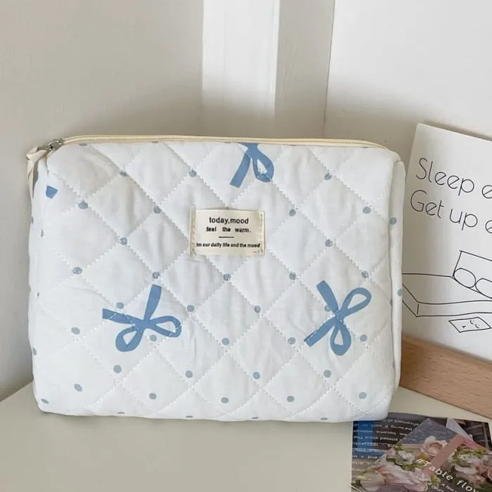 Bow Polka Dot Fabric Clutch / Makeup Bag (Various Designs)