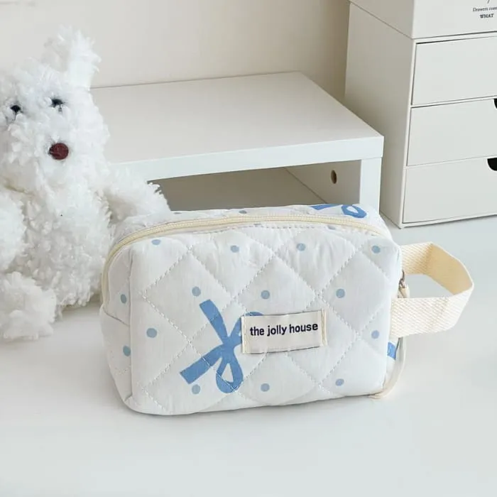Bow Polka Dot Fabric Clutch / Makeup Bag (Various Designs)