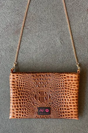 Bubble Gator Cognac Crossbody
