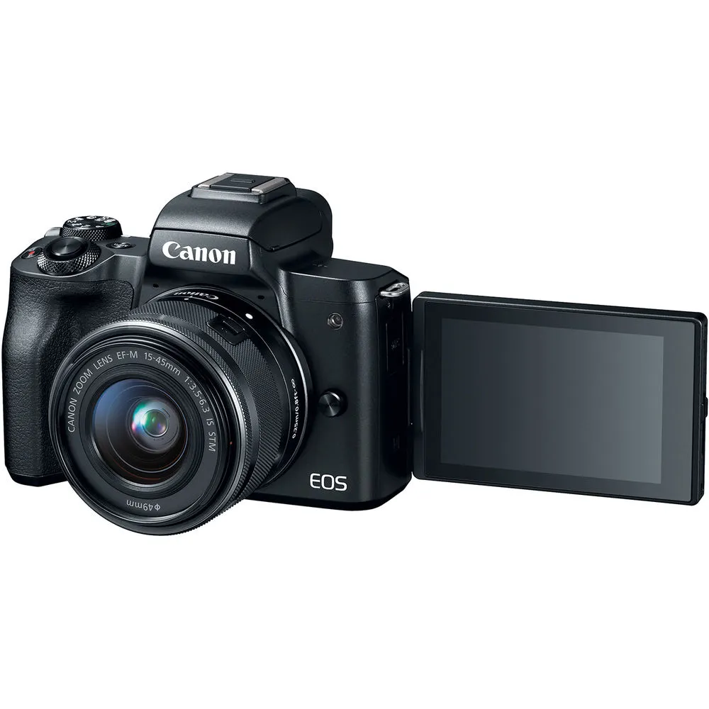 Canon EOS M50 Mirrorless Camera W/15-45mm Lens Black 2680C011  - Advanced Bundle