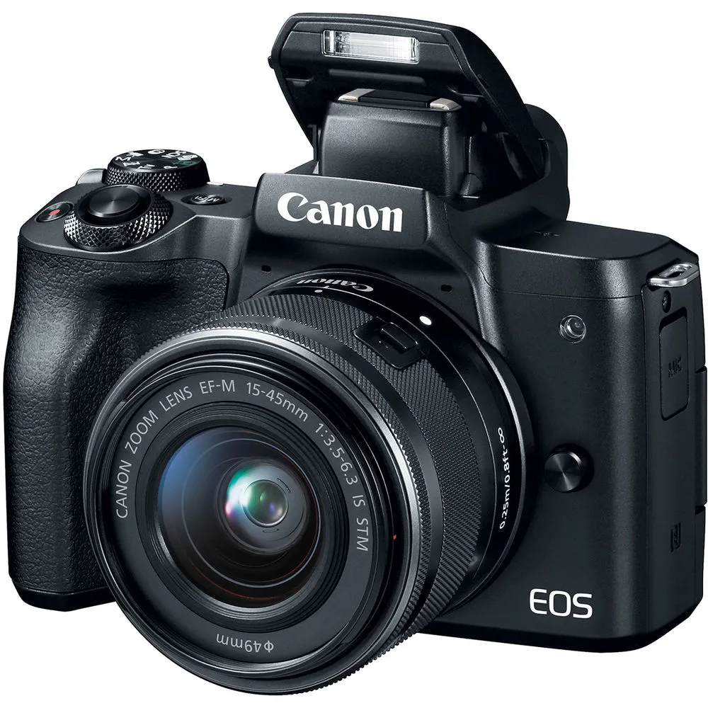 Canon EOS M50 Mirrorless Camera W/15-45mm Lens Black 2680C011  - Advanced Bundle