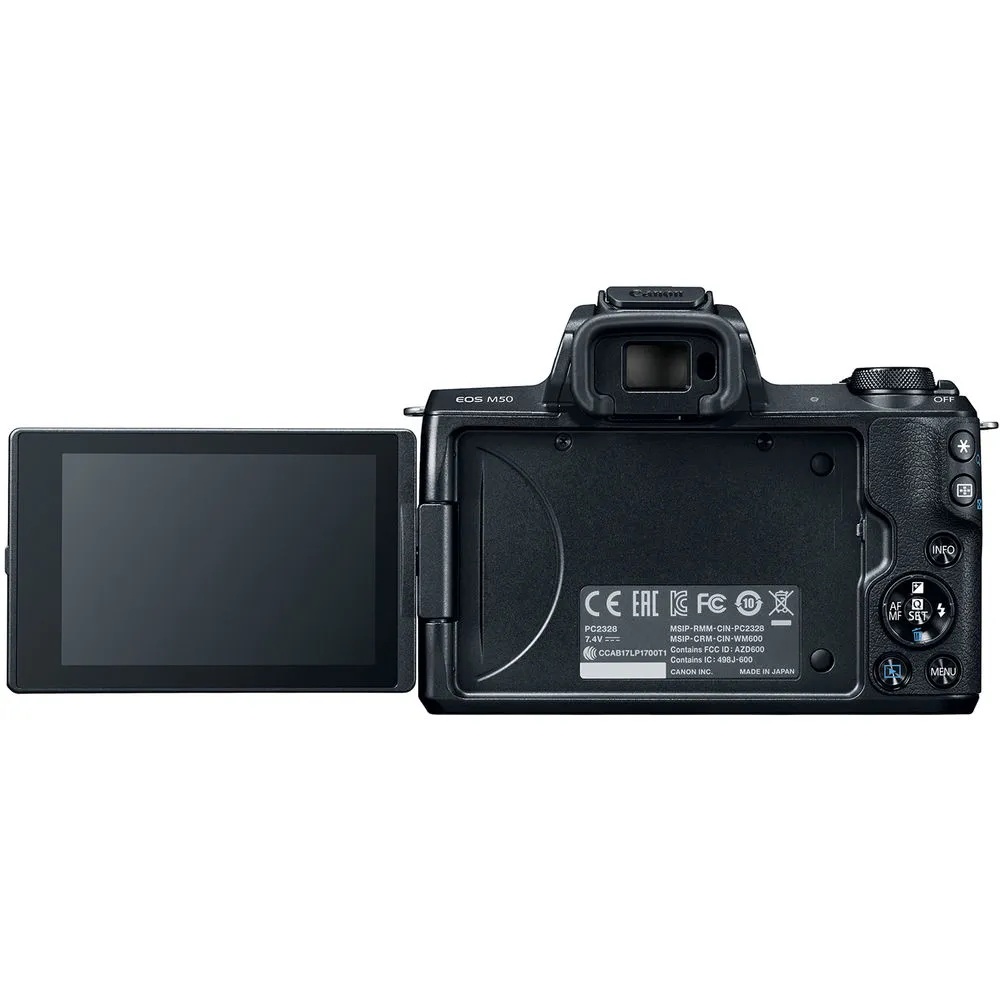 Canon EOS M50 Mirrorless Camera W/15-45mm Lens Black 2680C011  - Advanced Bundle