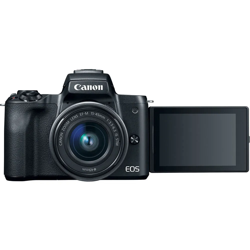 Canon EOS M50 Mirrorless Camera W/15-45mm Lens Black 2680C011  - Advanced Bundle