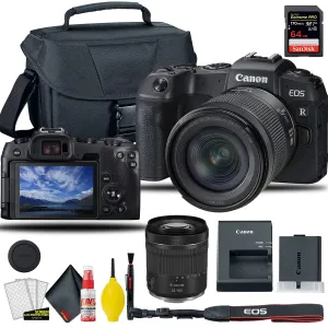 Canon EOS RP Mirrorless Digital Camera with 24-105mm f/4-7.1 Lens,   EOS Camera Bag   Sandisk Extreme Pro 64GB Card   6AVE Electronics Cleaning Set, and More