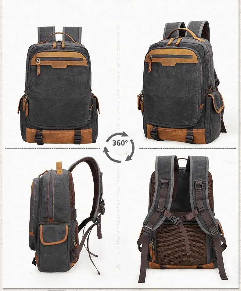 CANVAS WATERPROOF 15‘’ MENS LARGE NIKON CAMERA BACKPACK CANON CAMERA BAG DSLR CAMERA BAG FOR MEN