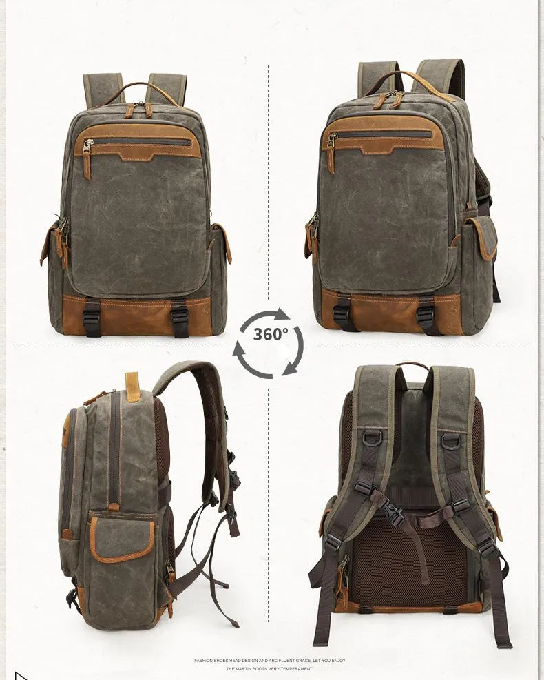 CANVAS WATERPROOF 15‘’ MENS LARGE NIKON CAMERA BACKPACK CANON CAMERA BAG DSLR CAMERA BAG FOR MEN