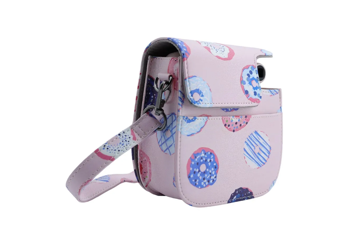 Case for Fujifilm Instax Mini 11/12 Case PU Leather Instant Camera Cover with Adjustable Strap - Rings