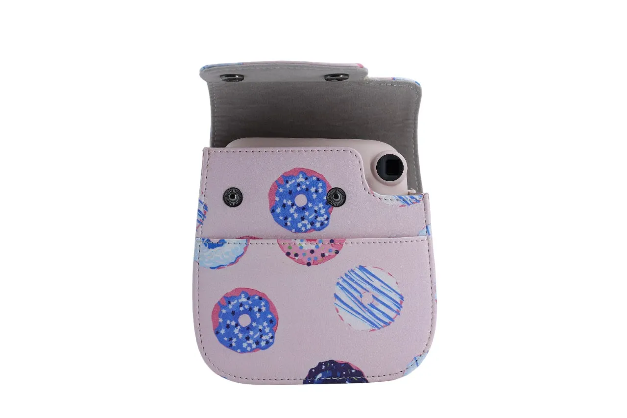 Case for Fujifilm Instax Mini 11/12 Case PU Leather Instant Camera Cover with Adjustable Strap - Rings