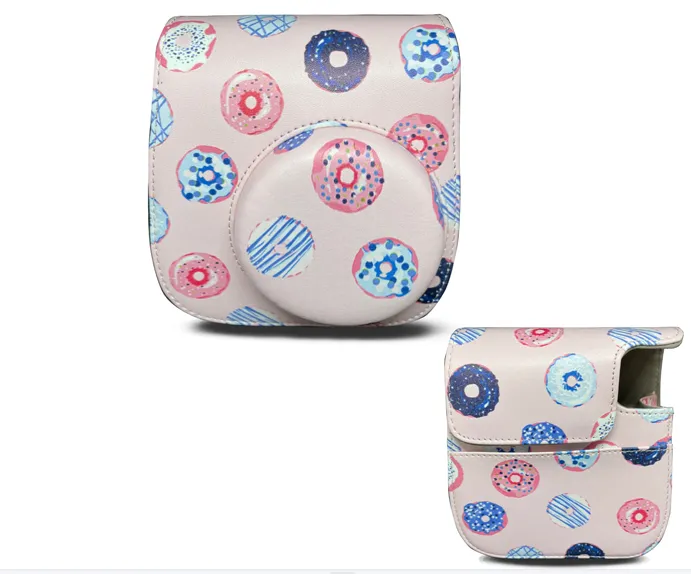 Case for Fujifilm Instax Mini 11/12 Case PU Leather Instant Camera Cover with Adjustable Strap - Rings